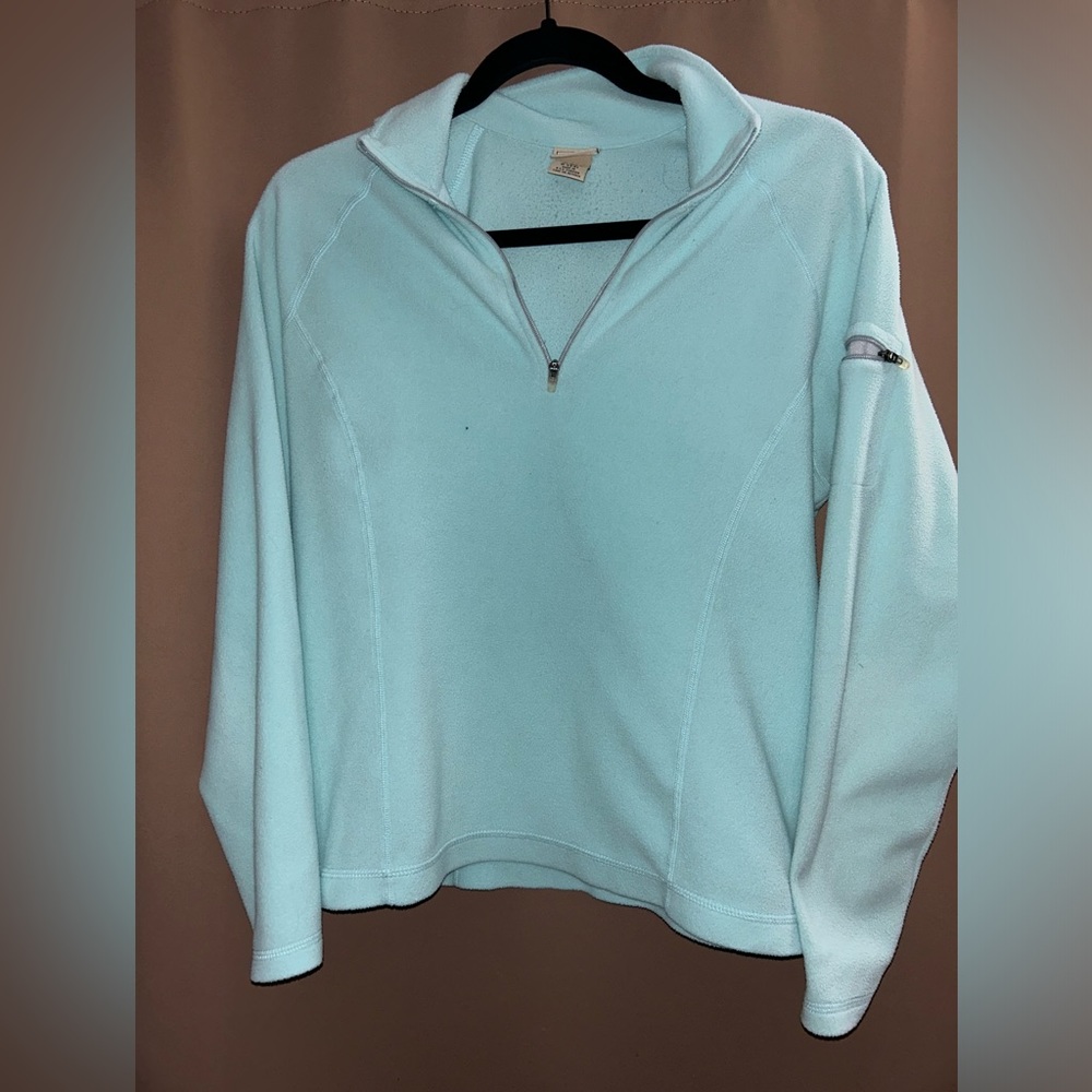 LL Bean women’s light blue fleece quarter zip